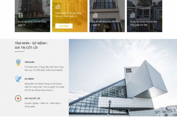 Giao diện website xây dựng 