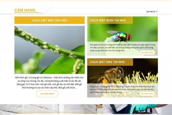 Giao diện website diệt con trùng