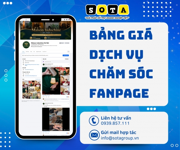 Bảng giá dịch vụ Chăm sóc Fanpage Facebook