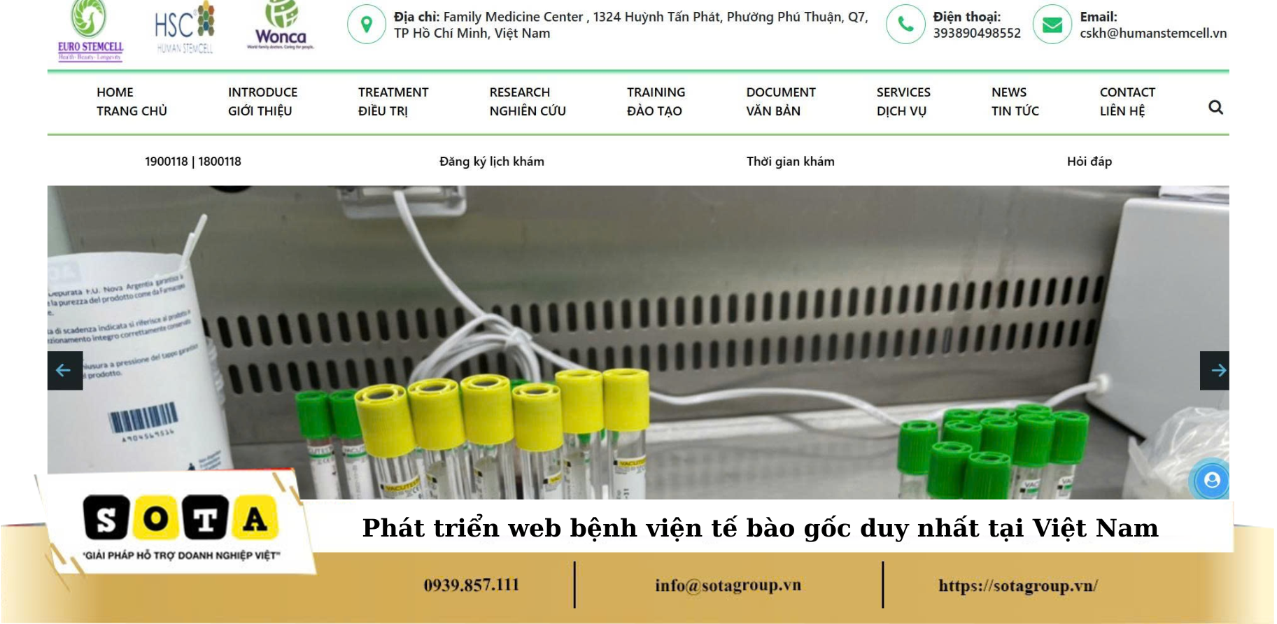 Website bệnh viện tế bào gốc HumanStemCell.vn do SOTA Group thiết kế và phát triển