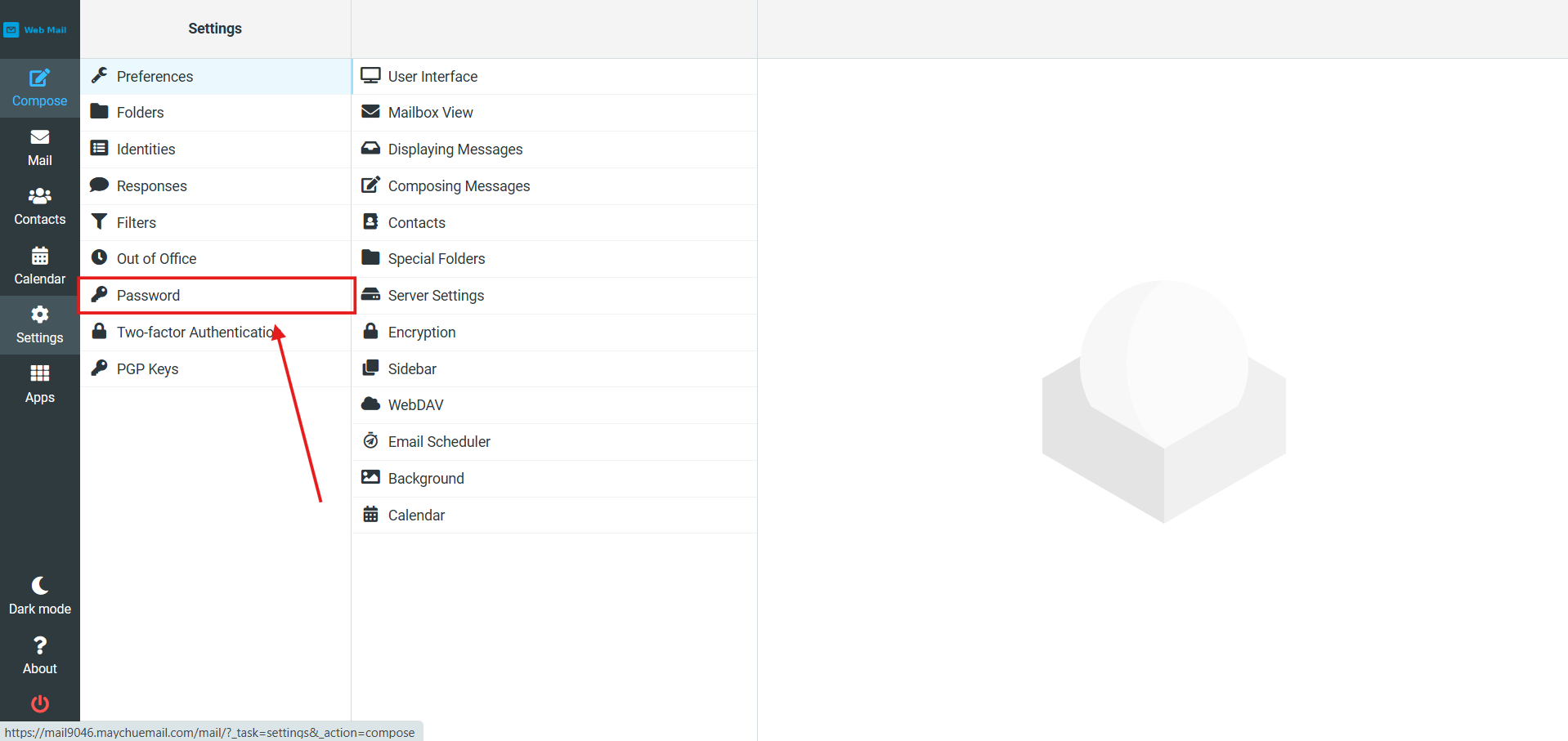 đổi mật khẩu Mail Server
