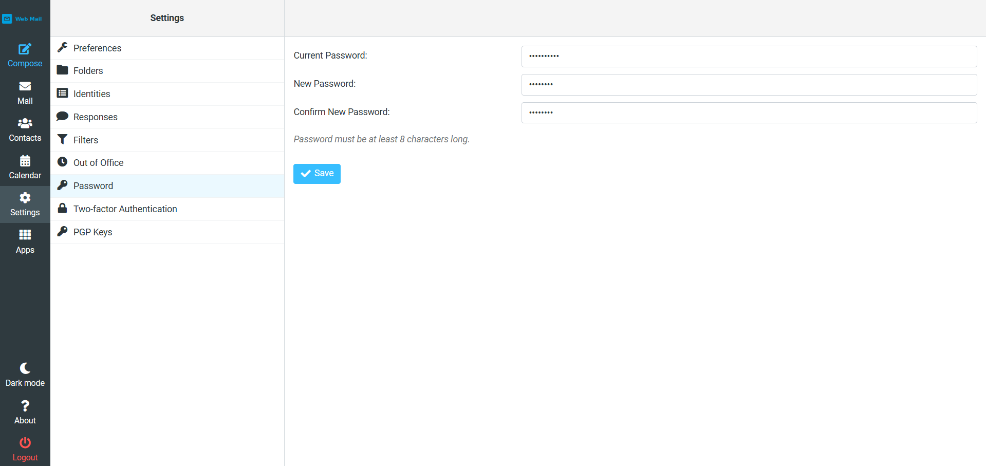 đổi mật khẩu Mail Server