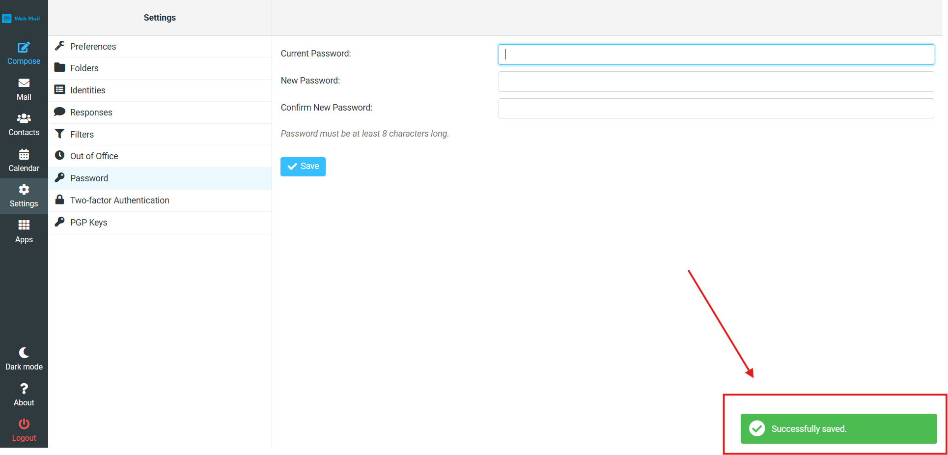 đổi mật khẩu Mail Server