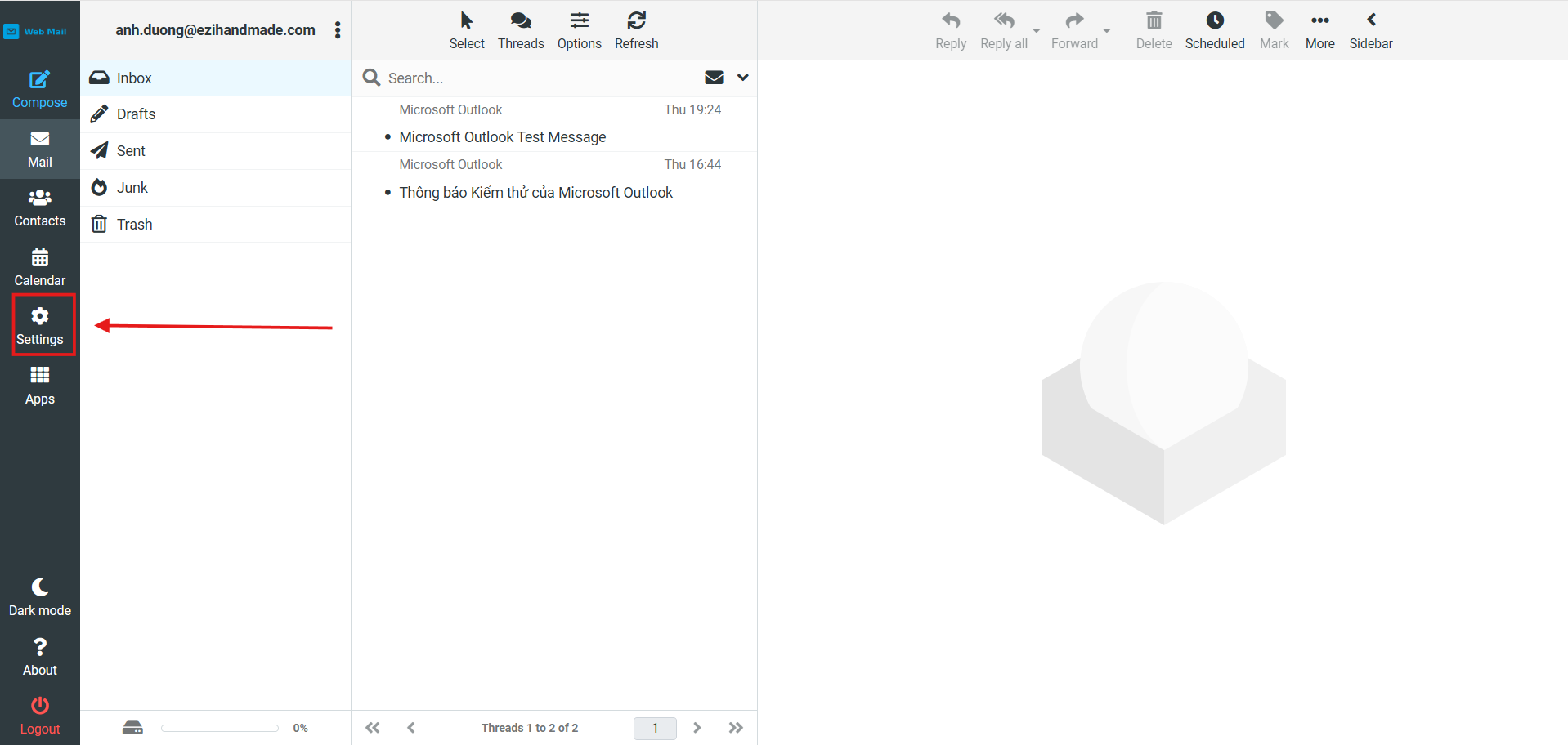 đổi mật khẩu Mail Server