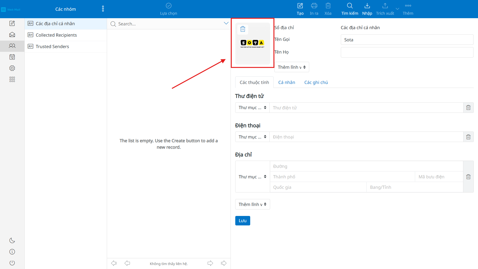 Hướng dẫn thêm ảnh đại diện cho email đối tác trên Webmail Email Pro