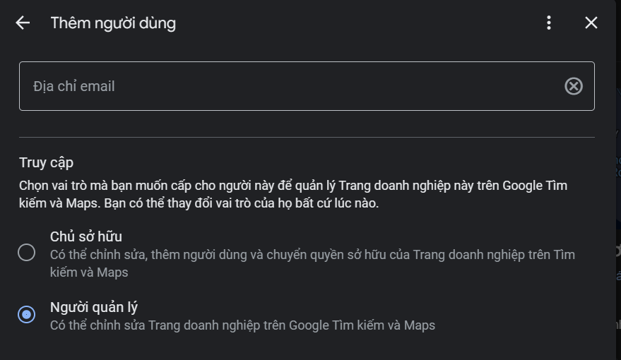Hướng dẫn thêm quyền quản trị trang doanh nghiệp Google