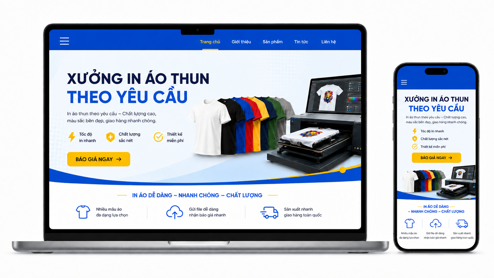 Thiết kế website xưởng in áo thun