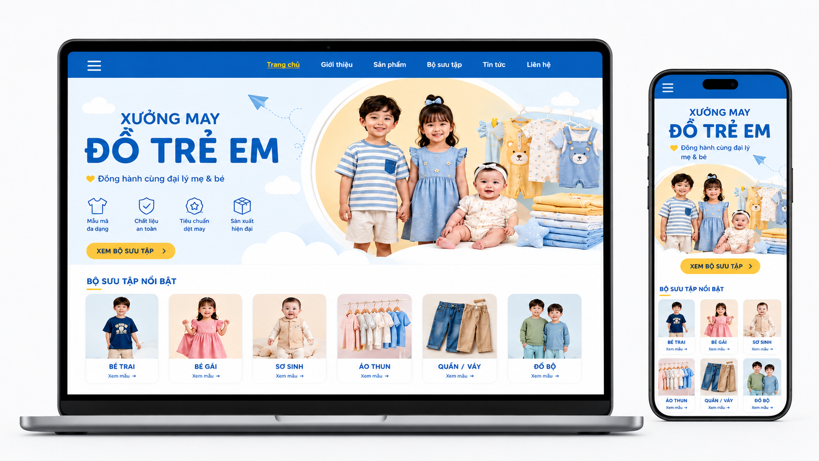 Thiết kế website xưởng may đồ trẻ em