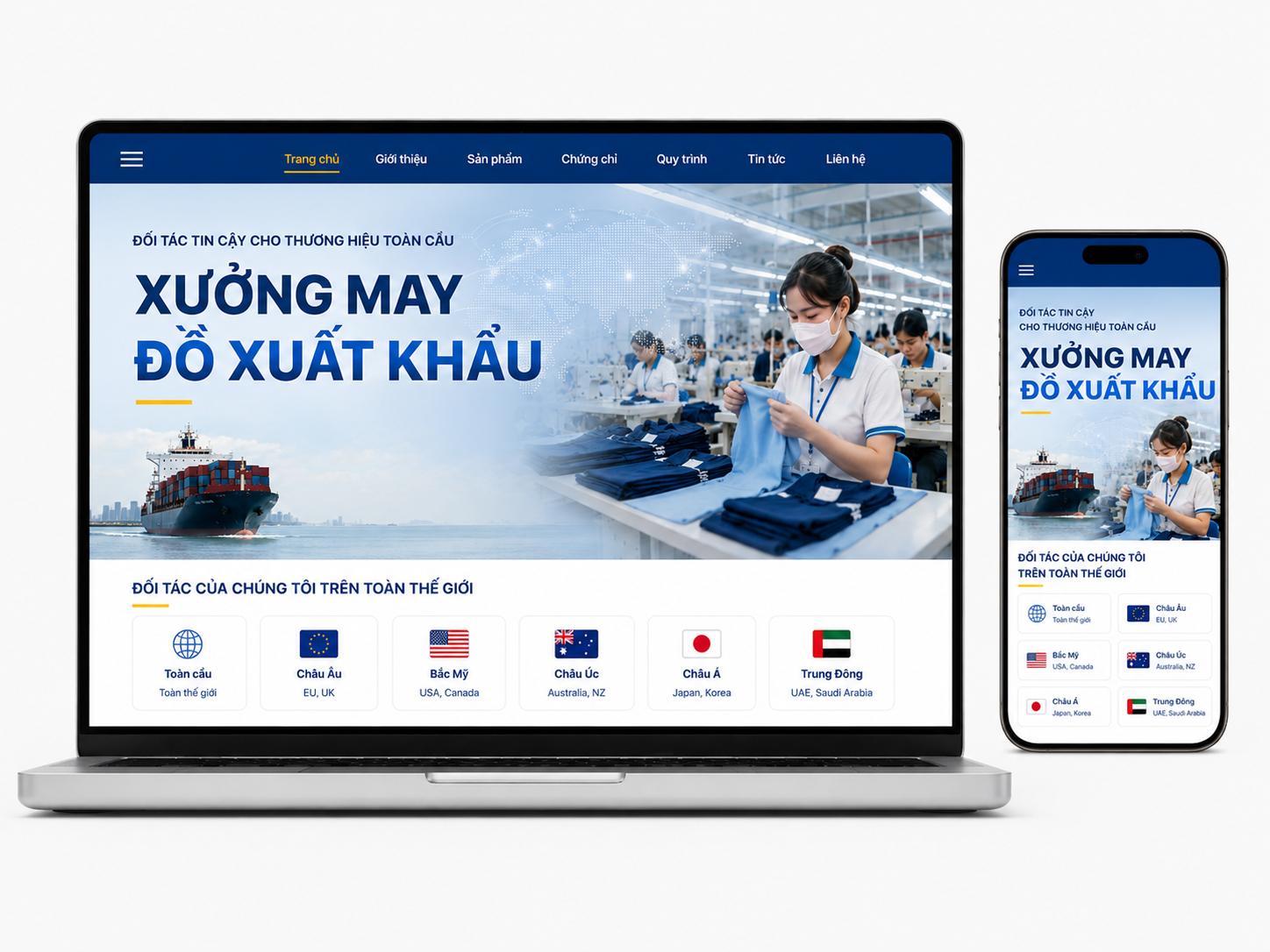Thiết kế website xưởng may đồ xuất khẩu