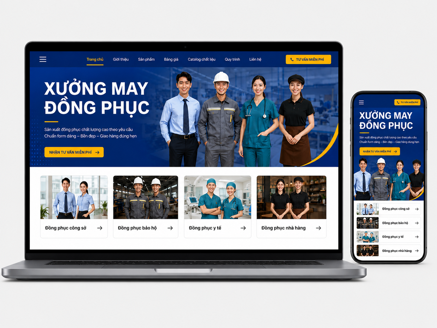 Thiết kế web xưởng may đồng phục