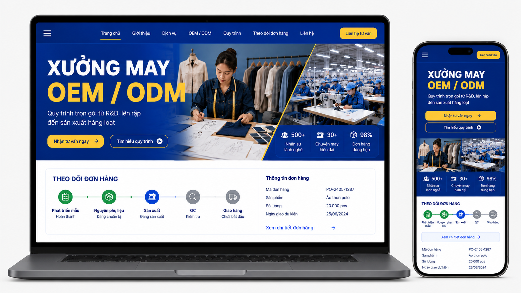 Thiết kế web xưởng may OEM / ODM