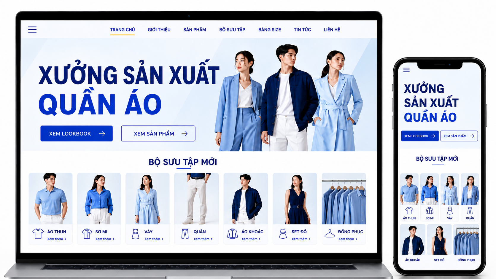Thiết kế website xưởng sản xuất quần áo