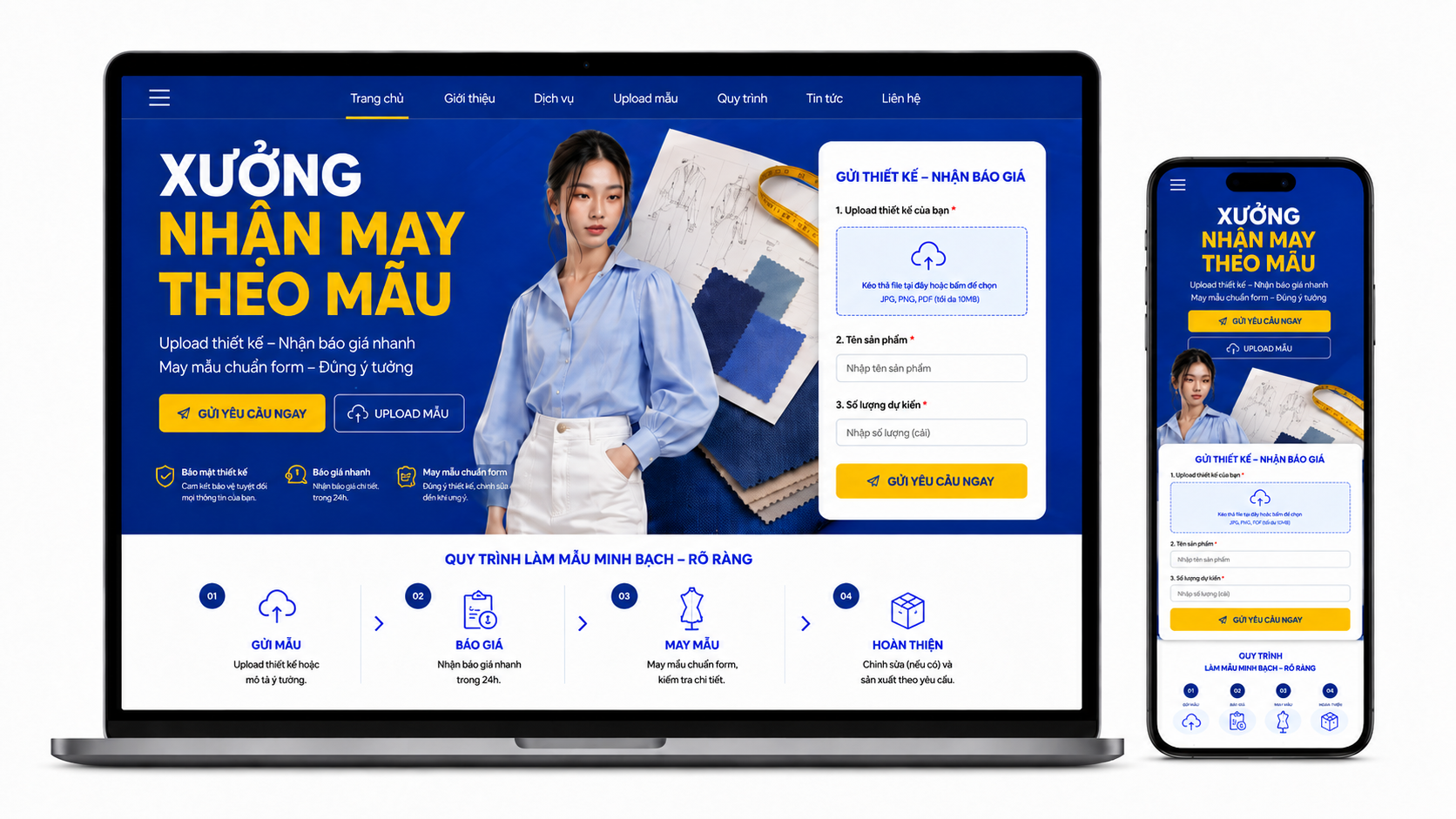 Thiết kế web xưởng nhận may theo mẫu