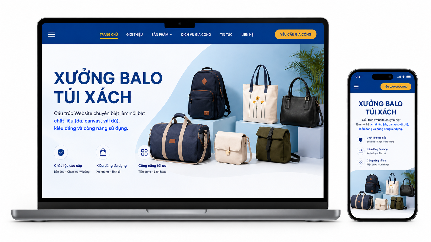 Thiết kế website xưởng balo túi xách