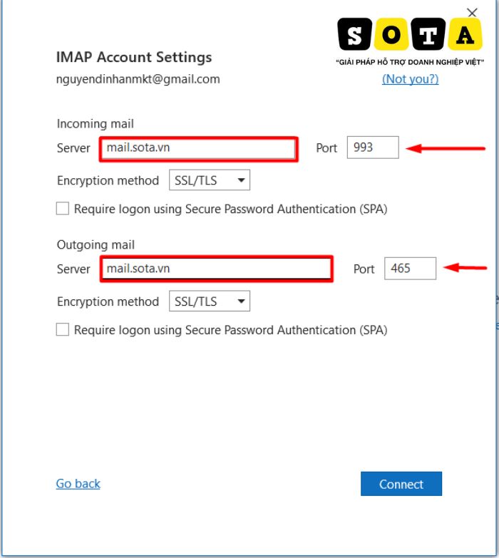 Cấu hình emal sử dụng giao thức Imap