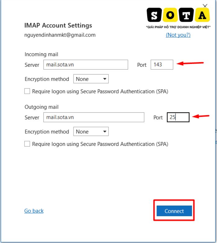 Cấu hình emal sử dụng giao thức Imap