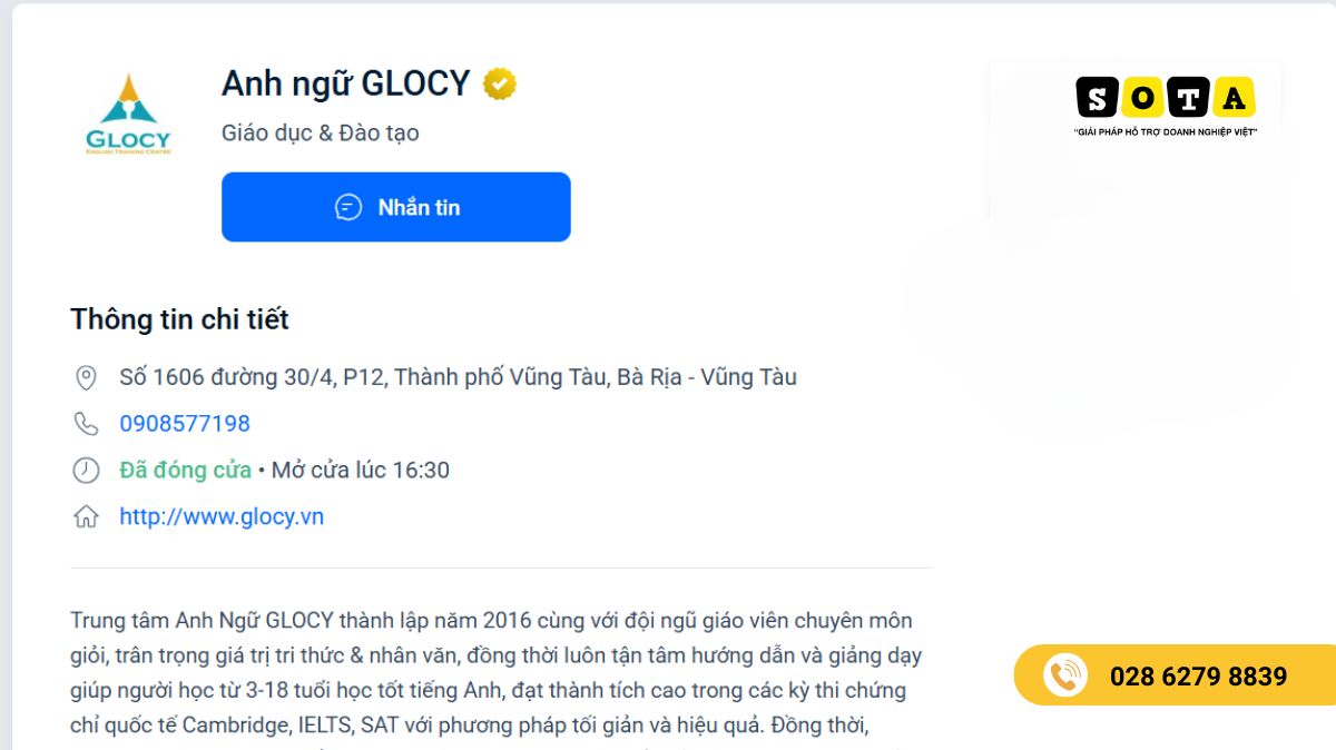 Tạo Zalo OA cho trung tâm anh ngữ