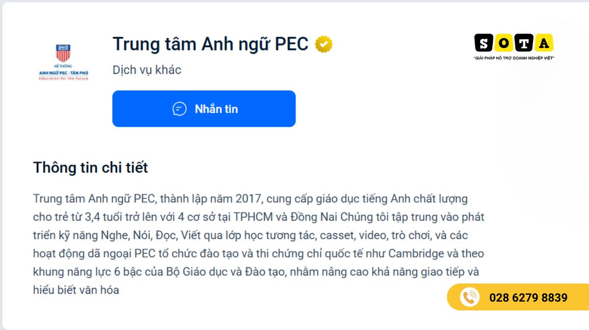 Tạo Zalo OA cho trung tâm anh ngữ