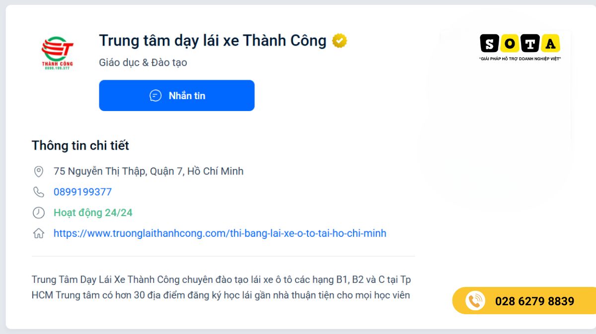 Tạo Zalo OA cho trung tâm dạy lái xe