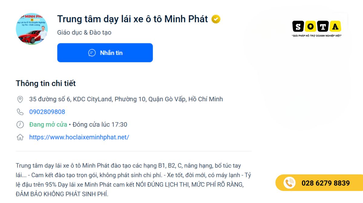 Tạo Zalo OA cho trung tâm dạy lái xe